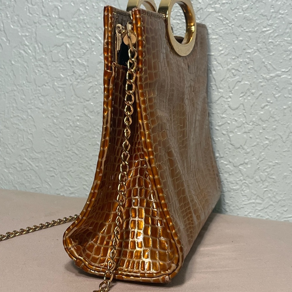 BELLINI Snakeskin Clutch Hand Bag in Yellow Gold - Picture 6 of 10